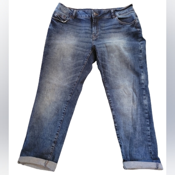 BLUENOTES Boyfriend Purposely Distressed Blue Denim Jeans, Size 30 - Picture 2 of 13